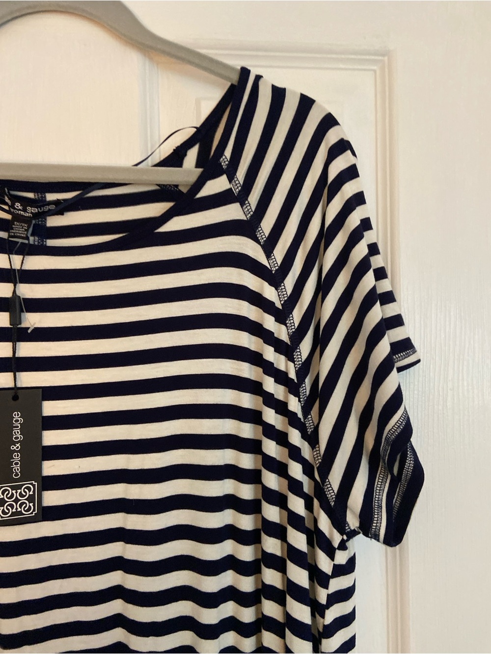 Cable & Gauge Navy & White Striped Short-Sleeve Tunic - Picture 3 of 5